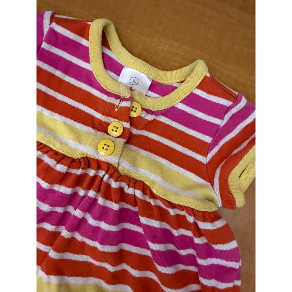 Hanna Andersson Baby Girl Stripe Knit Dress Pink Orange Yellow Size 50 Newborn